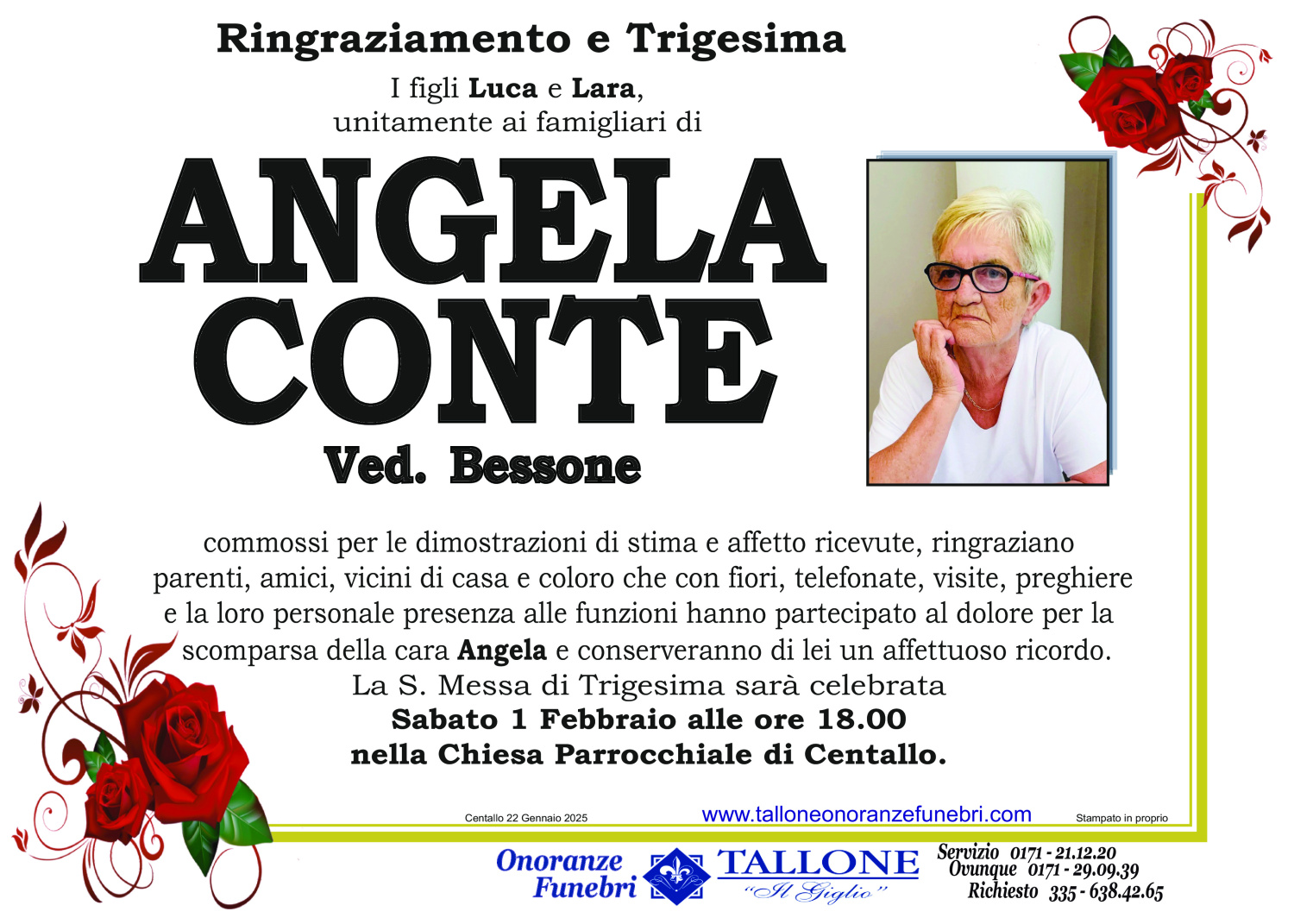 <br />
<b>Warning</b>:  Undefined variable $info in <b>/home/tallone/public_html/ringraziamenti.php</b> on line <b>68</b><br />
Angela Conte